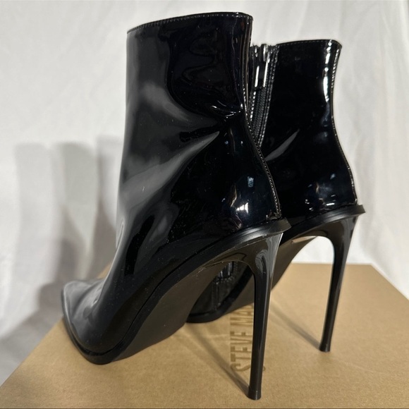Steve Madden Valley Black Patent Heeled Boot New Woman’s Shoes - Picture 4 of 6
